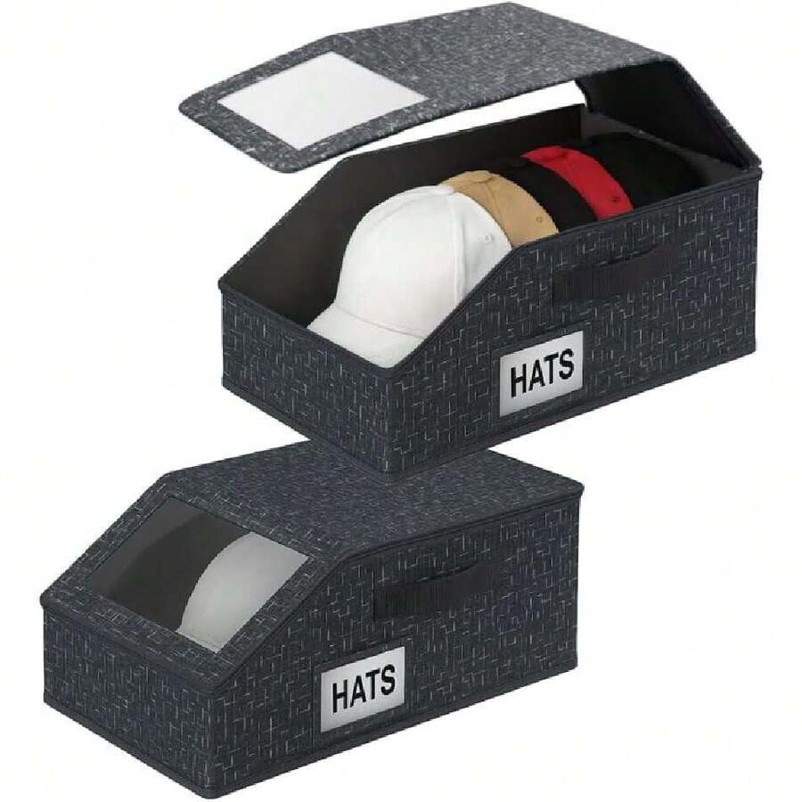 Organizador de Gorras y Sombreros, Almacenamiento hasta 24 gorras, Porta Gorras Plegable y Resistente, Organizador de Ropa para clóset, Varios Colores (Azul Oscuro, 2-Pack),37498163 - Rosa Pálido - Ver 1
