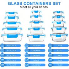 30 Pieces Glass Food Storage Containers Meal Prep Set With Snap Locking Lids Airtight Lunch Containers  Microwave Oven Freezer Dishwasher Friendly Blue - Blue - View 2