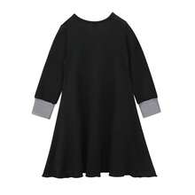 2pcs Muslim Girls Set: Long Sleeve Maxi Dress + Headscarf - Black - View 7