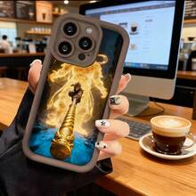 Funda de teléfono de moda, compatible con varios modelos de ,  y , funda de teléfono diseño de dragón de fuego con bastón dorado del Rey Mono para modelos de ,  y , protector de teléfono, funda de pareja, regalo para novio o novia, regalo de vacaciones, este es un regalo popular para amigos o socios, adecuado para ocasiones de negocios. Duradera, resistente a las manchas y a las huellas dactilares, esta nueva funda para teléfono de hombres y mujeres es un gran regalo. - Negro - Ver 5