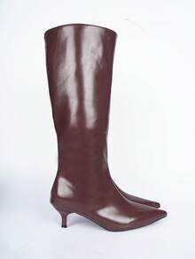 女士中筒靴 - 酒紅色 - 查看 4