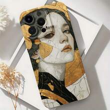 2026 nueva funda de teléfono esmerilada, funda de teléfono con diseño artístico de retrato de mujer en oro y negro para iPhone 17 15 14 13 12 11 Pro Max  Galaxy S23 S22 S21 S20 Fe Ultra, funda protectora para teléfono, regalo para él y ella, regalo de San Valentín o cumpleaños - Blanco antiguo - Ver 6