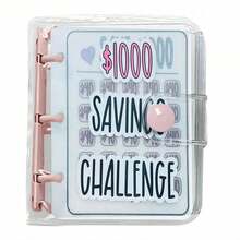 1PC 1000 Savings Challenge Binder - Money Saving Book With Cash Envelopes, Mini Budget Organizer, Perfect Christmas/Birthday Back-To-School Gift - Multicolor - View 1