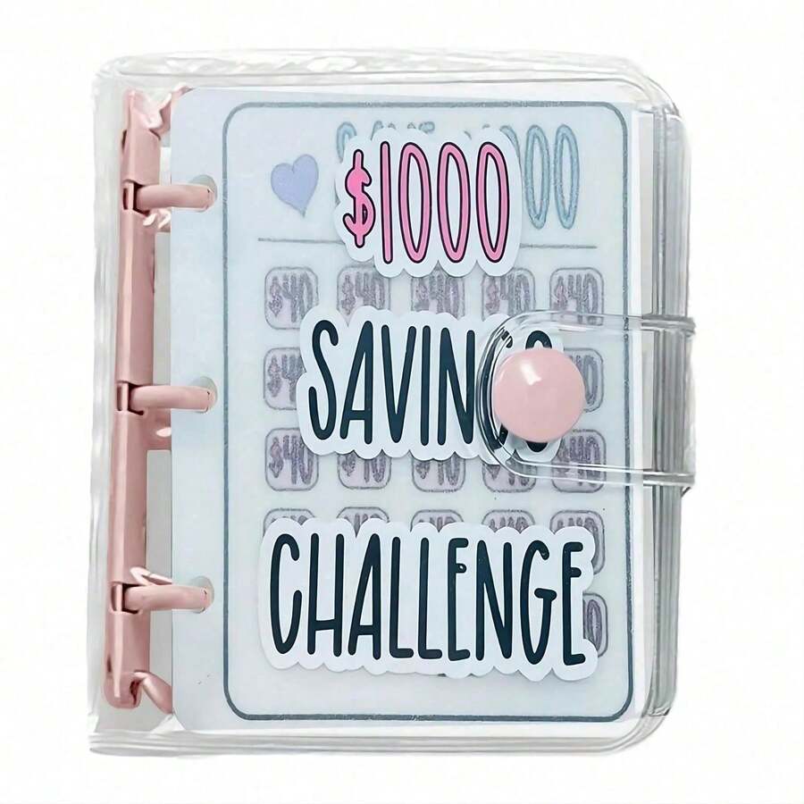 1PC 1000 Savings Challenge Binder - Money Saving Book With Cash Envelopes, Mini Budget Organizer, Perfect Christmas/Birthday Back-To-School Gift - Multicolor - View 1