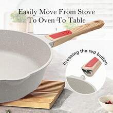 Handy Pan Set Non-Stick, Premium 4-Pc Set With 4.5-Quart Frying Pan, Steamer/Strainer Basket, Glass Lid & Silicone Spatula, Removable Handle, Oven , Toxin-Free, White BC51BF00 - 白色 - 查看 4