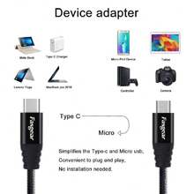 Cable USB C a micro USB de 1 m de nailon trenzado tipo C a micro USB compatible con Galaxy S7/S6, HTC One/10 y más (negro, 3 pies),37498665 - transparente - Ver 2
