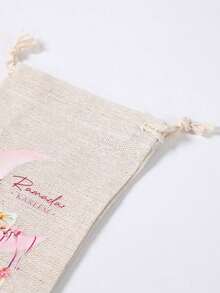 6 Piezas Bolsa de regalo de lino Ramadán Kareem, Bolsa con cordón con diseño de linterna de luna, Bolsa de envoltura de regalo, Bolsa de empaque de regalo, Bolsa de almacenamiento, Bolsa de favor de fiesta musulmana islámica, Decoraciones Eid Mubarak, Regalo de Eid Al Adha, Suministros para fiestas de Ramadán Kareem, Decoraciones de Ramadán Mubarak, Decoraciones de Ramadán para el hogar, Organización y almacenamiento - Luna rosa acuarela - Ver 8