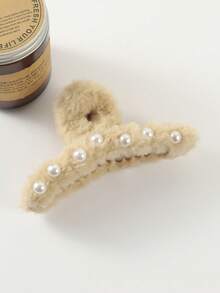 1pc Oversized Faux Fur Hair Claw Clip - Fluffy Plush Design, Realistic Look, Suitable For Women, Winter Braided Buns, Birthday Party, Wedding, Daily Wear (Hair Care), Retro Pearl Embedded Fuzzy Hair Clip, Women Fluffy Claw Clip, Voluminous Style, Multi-Clip, Hair Accessory Fashion Hair Clutch Elegant Hair Jaw Clip For Valentine's Day Valentine's Day Accessories Gift - Multicolor - View 10