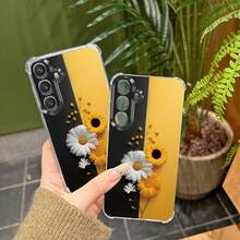 Funda de teléfono transparente de cuatro esquinas con diseño de flores vibrantes, adecuada para Samsung Galaxy A02 A03S A04 A05 A06 A10 A11 A12 A13 A14 A15 A16 A20 A21S A22 A23 A24 A25 A31 A32 A33 A34 A35 A42 A50 A51 A52 A53 A54 A55 A70 A72 A73 S20 S21 S22 S23 S24 Plus Ultra FE, funda cosmética transparente a prueba de golpes de cuatro esquinas, cubierta protectora para herramientas pequeñas, patrón vibrante, funda protectora de moda, resistente a los arañazos, esquinas reforzadas, cubierta protectora transparente, usuarios de smartphones, entusiastas de la moda - Multicolor - Ver 4
