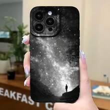 2026 nueva funda de teléfono esmerilada, funda de teléfono cielo nocturno de galaxia con impresión de silueta para iPhone 17 15 14 13 12 Pro Max y  Galaxy S23 S22 S21 Ultra protector de teléfono funda de pareja regalo para él y ella regalo de San Valentín cumpleaños - Negro - Ver 5
