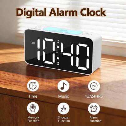 RGB Vibrating Alarm Clock Designed For Deep Sleepers, Deaf, Hearing Impaired And Visually Impaired - 115dB Super Loud Alarm, With Bed Shaker, Dual Alarms, Temperature Display, Easy-Read Large Display, Colorful Night Light, Battery Backup Power, Suitable For Bedroom, Home Office Desk