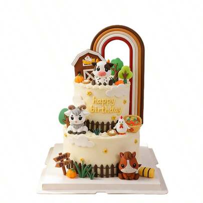 Farm Party Cake Decorations, Healing Farm Animals! Cow, Pony, Sheep Soft Gel Figurines, Adorable Big-Eyed Design, Farm Theme Party Decor, Dessert Table Decorations. These Farm Animal Birthday Decorations Are Not Only For Cakes, But Also Have Decorative Value. They Can Be Used As Souvenirs Or Home Decor.