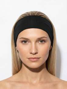 2pcs/Set Women's Fashion Polka Dot Print Soft Non-Slip Headband, Elastic Yoga Sports Headband Hair Accessories, Versatile For Daily Wear, Suitable For Multiple Occasions Women Hair Bands - White Polka Dots + Pure Black - View 3