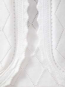 Girls' Spring Elegant Hollow Design Argyle Pattern + Exquisite Lace Trim Knitted Cardigan, Gentle And Sweet, Suitable For Daily Wear Or Outings - White - View 3