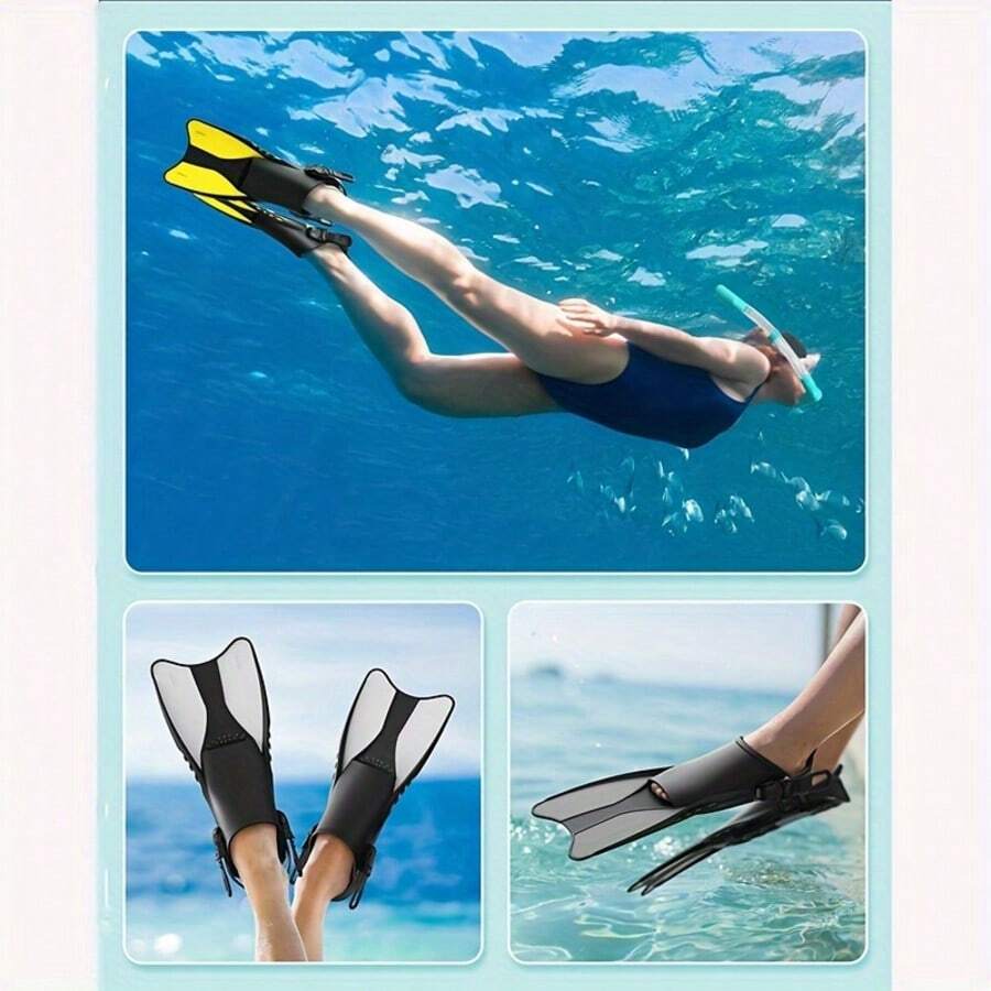 2只装可调节硅胶游泳脚蹼，防滑全脚套短蹼片设计，柔韧橡胶蹼片增强推进力和腿部力量，适用于泳池、开放水域、浮潜、潜水、自由泳、蝶泳练习，S/M码（38-42）成人款，男女通用，专业游泳训练必备配件 - 彩色 - 查看 1
