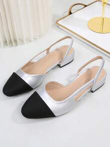 Plus Size Women's Backstrap Slide Sandals, 2026 New Versatile French Elegant Low Heel Flat Mixed Color Mid Heel Casual Comfortable Classic Retro Women Shoes - View 7