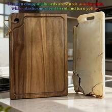 3-Piece Wooden Cutting Board Set, Large/Medium/Small, Grooved Wooden Chopping Board, Portable Hanging Hole Design, Kitchen Cutting Board, Multi-Purpose Hardwood Board, Outdoor Fruit Board, Suitable For Hotel, Home, Outdoor, Camping - Brown - View 7