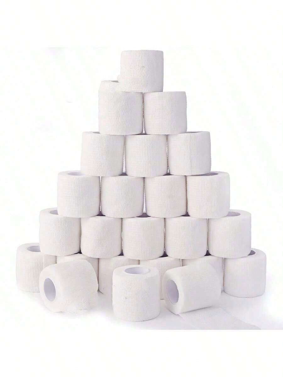 1/6/12 Rolls White Elastic Self-Adhesive Bandage, Breathable Soft Non-Woven Self-Adhesive Bandage - White - View 1