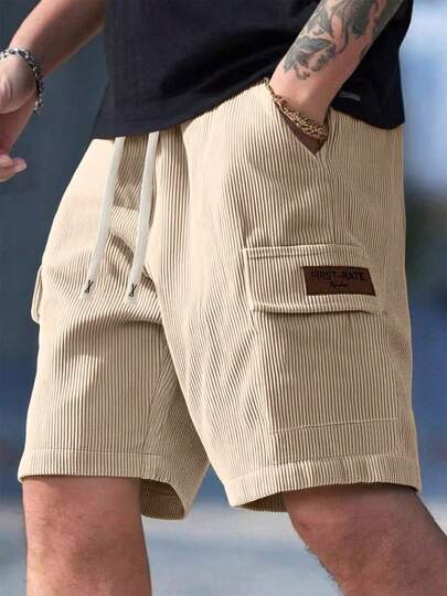 男士轻薄灯芯绒直筒短裤，休闲宽松工装短裤，时尚百搭，夏季必备