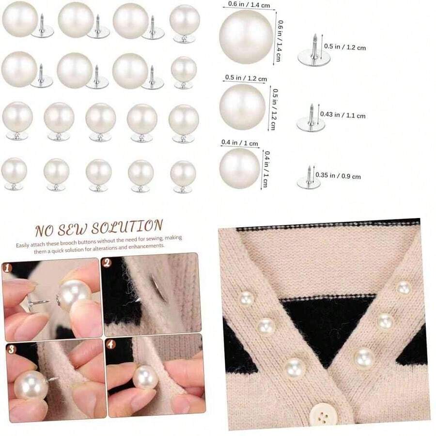 Leoon 18 Piezas Botones De Perlas Sin Costura Equipo Botones De Abrigo Patas Pantaln Cuello Tachuelas Botones De Broche De Perlas Flor En El Ojal Botones a Presin No Resina - como se muestra en la figura - Ver 1
