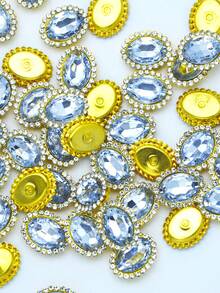 50pcs White Oval Bicolor Sunflower Handmade Rhinestone Claw, Suitable For Clothing, Shoes, Hats, Bags And Other DIY Decoration Materials And Accessories - White - View 5
