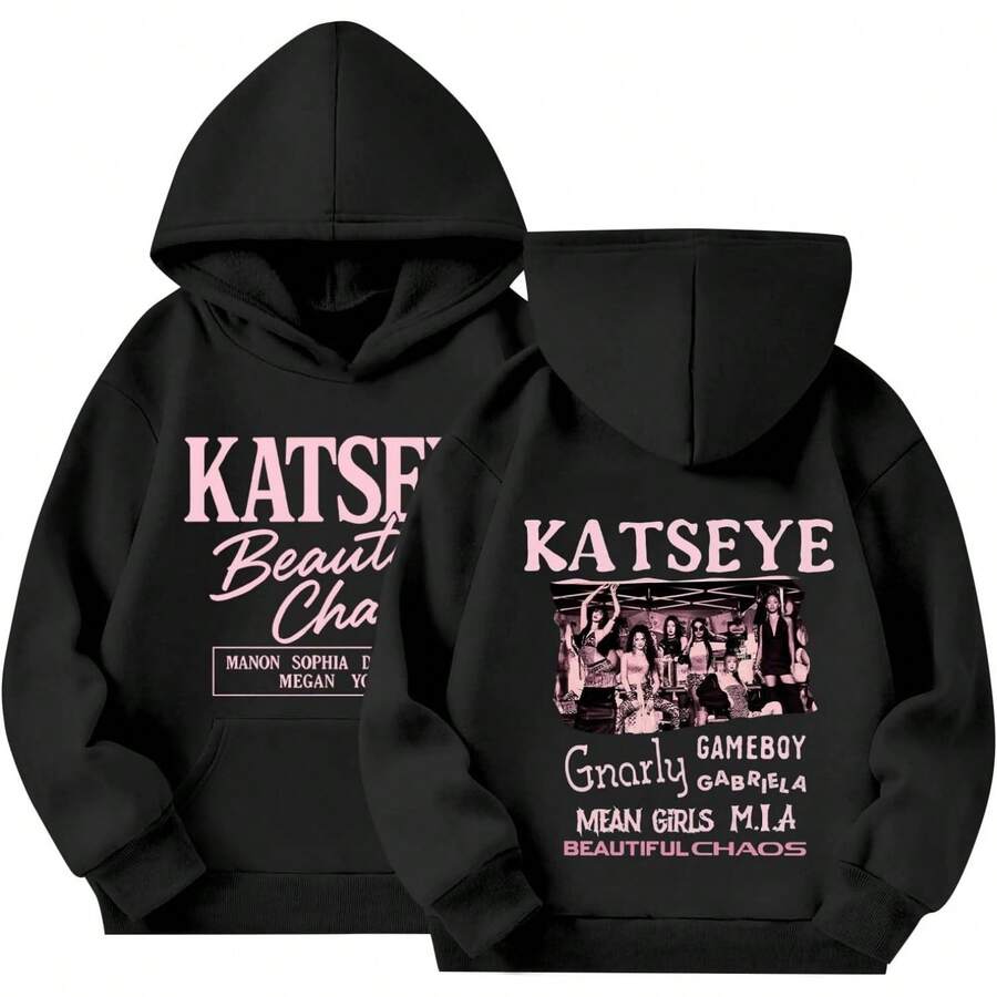 Unisex KATSEYE Hoodie Music Album KATSEYE Merch Hoodies Fashion Graphic Sweatshirt Long Sleeves Hoodie - màu đen - Xem 1