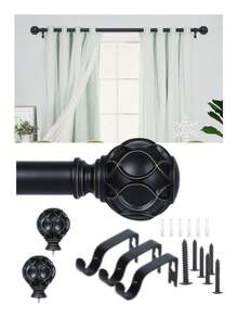 TendenciaCortineros De Metal Ajustable Barra De Cortina A Maximo2.2m NegroCalidad premium - 1 - Ver 2