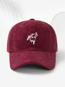 1pc Unisex Wolf Head Embroidery Corduroy Retro Style Soft Top Baseball Cap, Adjustable Circumference, Casual, Running, Sports, Vacation, Outdoor Activities, Enthusiasts Essential, Autumn/Winter - A - View 11