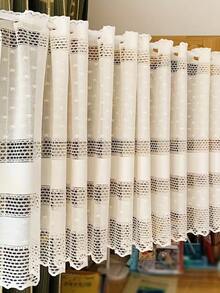 1pc Beige Lace Short Curtain - No Perforation, Half Curtain, Partitions, Blocks Small Windows, Perfect For Kitchen, Cafe, Bedrooms, Door, Cabinet, Home Decor - Adds Elegance, Filters Light, Easy To Install