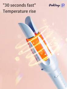 PinkSings 三合一多功能美发工具，自动卷发棒，配有2个陶瓷卷筒（32毫米、38毫米）和直发梳，卷发器和直发梳，3档温度可调，带定时器和负离子功能 - 黃色 - 查看 8