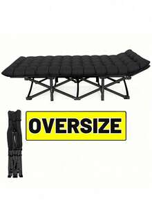 1pc Portable Folding Bed - Heavy Duty Dual Sided Mattress, Camping Bed, Easy To Assemble, Includes Carry Bag, Gray, Space Saving, Comfortable Sleeping Solution For Indoor/ Outdoor Use,Valentine's Day Gift - 新黑色 - 查看 5
