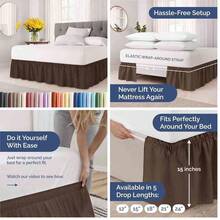 Leoon Falda de Cama anti-polvo envolvente para camas tamao King con cada de 12 pulgadas - banda elstica de fcil ajuste - Rodapis plisado ajustable - para mujeres, hombres, nios y adolescentes - Cafe - king+caída de 12 pulgadas+13 - café - Ver 23