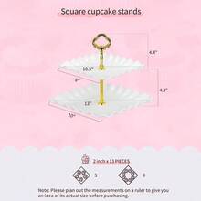 Pack Of 10 Cake Stand Set, With 3 X Two-Tier And 3 X Three-Tier Cupcake Stands, 4 X Appetizer Trays, For Birthday Baby Bridal Shower Party (Gold) - 金色 - 查看 5