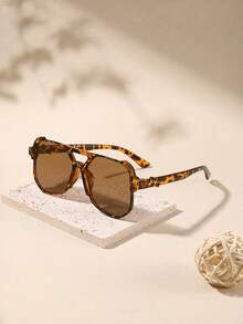 1副女士双梁飞行员时尚眼镜，复古玳瑁框，轻便，适合海滩派对，带眼镜盒 - 彩色 - 查看 9