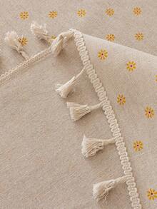 1 chiếc khăn trải bàn kiểu đồng quê họa tiết hoa cúc vàng, tua rua màu be, hình chữ nhật, thích hợp cho bàn ăn, bàn cà phê, bàn đầu giường, phù hợp với phong cách nhà nông thôn, nhà bếp, phòng khách, tiệc tùng, dã ngoại, tiệc nướng ngoài trời, trang trí nhà cửa, mùa xuân/hè. - Hoa cúc - Xem 2