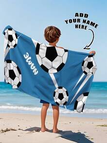 1pc Customized Football Pattern Beach Towel/Bath Towel - Multicolor - View 2