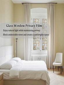 1卷静电吸附装饰窗膜，含安装工具，无胶隐私膜，彩色玻璃窗膜，适用于浴室淋浴门，隔热防紫外线，房间装饰，墙贴，墙纸贴纸
