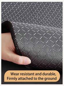 1pc Black Minimalist Pattern Kitchen Mat, Beige Trim, Non-Slip & Stain Resistant, Suitable For Room Decor, Living Room, Bathroom, Bedroom Rug, Doormat, Area Rug And Outdoor Rug, Made Of Polyester Fiber, Easy To Clean And Machine Washable, Suitable For All Seasons And Holidays. - Black - View 9