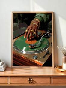 1张抽象中世纪风格复古黑胶唱片海报，现代DJ海报，音乐爱好者礼物，哑光海报，复古墙饰，DJ复古非洲灵魂音乐墙面装饰，节日礼物，卧室装饰，客厅装饰，办公室装饰，厨房装饰，墙面艺术，墙面装饰，家居装饰，房间装饰，帆布墙面艺术，海报，带框墙面艺术，可选画框 - 彩色 - 查看 2