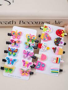 20pcs Assorted Cute Small Hair Clips Fruit Animal Rainbow Pony Hair Accessories Decorative Hair Clips For Girls - Multicolor - View 8