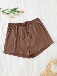 3 chiếc quần pajama nữ màu trơn, chất liệu vải dệt kim, có dây rút giả, kiểu dáng mới, thích hợp mặc ở nhà, đi biển, hẹn hò, tập luyện, mọi mùa. - Xám + Đen + Nâu - Xem 3