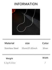 1条个性化六面抛光3毫米钛钢链项链，适合男士日常佩戴，嘻哈风格 - 銀色 - 查看 7