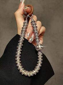 Luxury Rhinestone Phone Lanyard, Rhinestone Hoop & Ceramic Bead Combo Design, Anti-Lost Phone Strap, Dual-Use Phone Charm - Multicolor - View 6