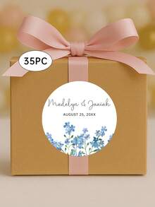 定制姓名和日期个性化婚礼标签、感谢标签、婚礼礼物标签、婚礼派对标签 - 35 张，信封标签贴纸（适用于罐子、杯子、瓶子），个性化回礼贴纸，新郎新娘婚礼贴纸，个性化圆形回礼贴纸，定制圆形订婚派对标签，定制贴纸，定制标签，感谢贴纸，适用于婴儿派对、婚礼、生日、新娘送礼会、单身派对、回礼、商务、DIY 等场合 - 彩色 - 查看 45