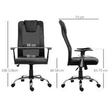 Vinsetto Ergonomic Office Chair, Height Adjustable With Tilt Function And Armrests, Supporting Up To 120 Kg, Black Color For Optimal Working Comfort. - 黑色 - 查看 3