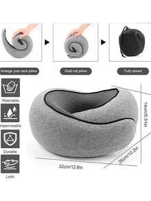 U-Shaped Neck Pillow, Portable Detachable Outdoor Airplane Travel Pillow Set, Memory Foam Neck Pillow, Snail Neck Pillow, Travel Pillow, Neck Pillow, 360° Travel Neck Pillow - Multicolor - View 5