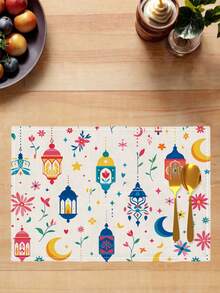 4Pcs Ramadan Placemats Colorful Cartoon Stars Moons Place Mats Kids Festival Family Iftar Party Table Mats - White - View 5