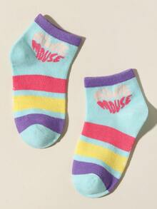 Disney 1/3/5/10 đôi tất ngắn kiểu dáng học sinh cổ điển dành cho trẻ em (bé trai/bé gái), thiết kế họa tiết chuột hoạt hình đáng yêu, mềm mại và thoải mái, thoáng khí và thấm hút mồ hôi, đa năng cho các dịp thường ngày, thể thao, tiệc tùng, làm quà tặng, màu sắc và kiểu dáng ngẫu nhiên. - Nhiều màu - Xem 5