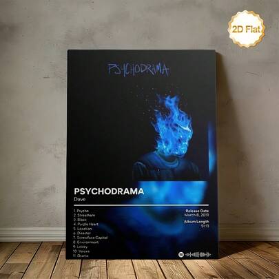 1pc Dave's "Psychodrama" Album Cover Wall Art Canvas Poster, Retro Hip Hop Style, Suitable For Living Room, Bedroom, Office - Creative Wall Art Print, Perfect Gift Choice