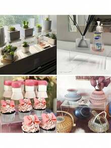 1/2 套透明亚克力展示架，纸杯蛋糕甜点收藏化妆品展示架，透明亚克力厨房浴室客厅收纳架，桌面装饰架 - 透明 - 查看 6